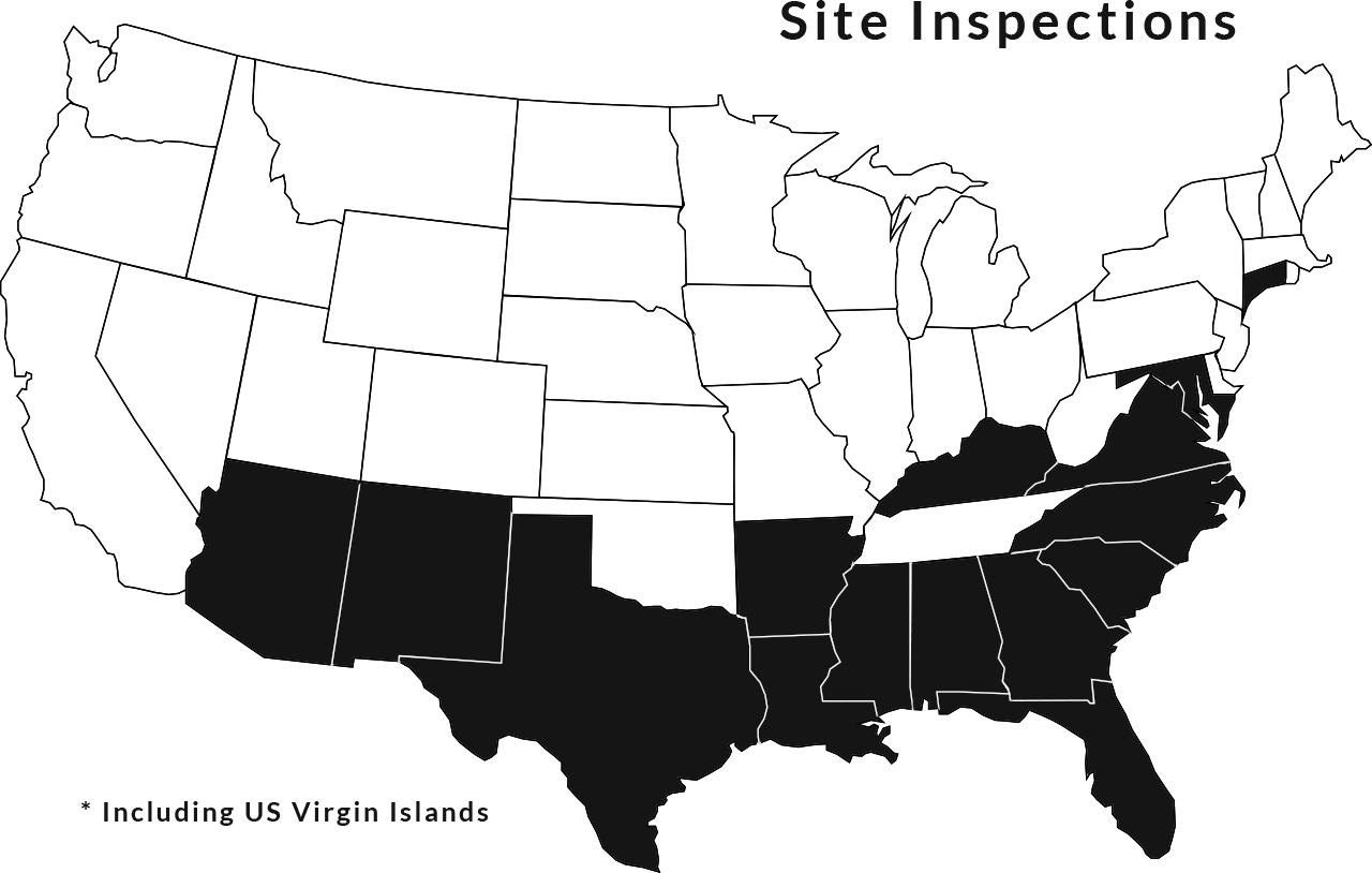 US Map of where LRG has done inspections